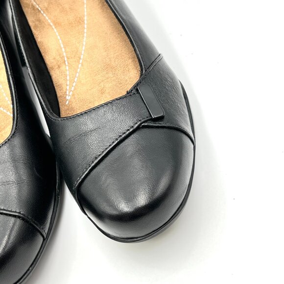 8N 8 NARROW WIDTH Clarks Womens Rosalyn Belle Black Leather Pumps Heels Shoes - Picture 4 of 13